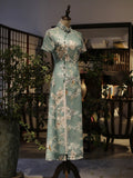 Modern Aodai, Knee length Cheongsam, Ao Dai, flower pattern