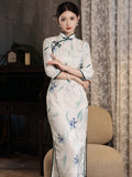 Modern Chinese Qipao, Chinese Cheongsam Dress, Ball Gowns, 3/4 sleeve, mandarin collar