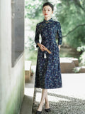 Modern Chinese Qipao, Knee length Cheongsam, aodai qipao, flower pattern