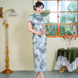 Modern Chinese Qipao dress, Mulberry Silk cheongsam, light blue color, evening qipao