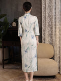 Modern Chinese Qipao, Chinese Cheongsam Dress, Ball Gowns, 3/4 sleeve, mandarin collar