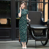 Modern Chinese Qipao, Chinese Cheongsam Dress, green floral Dresses, Ball Gowns