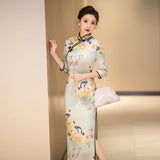 Chinese floral Cheongsam, 3/4 sleeve dress