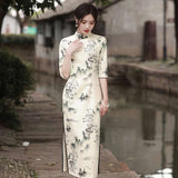 Elegant traditional Chinese dress, Chinese Cheongsam Dress, Evening Dresses, Ball Gowns, floral Dresses, 3/4 sleeve