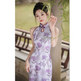 Modern Chinese Qipao, Cheongsam Dress, Evening Dress, light purple color