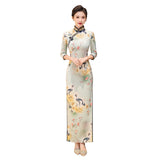 Chinese floral Cheongsam, 3/4 sleeve dress