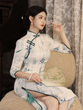 Modern Chinese Qipao, Chinese Cheongsam Dress, Ball Gowns, 3/4 sleeve, mandarin collar