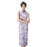 Modern Chinese Qipao, Cheongsam Dress, Evening Dress, light purple color