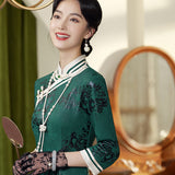 Modern Chinese Qipao, Chinese Cheongsam, Evening Dress, Ball Gown, mandarin collar, 3/4 sleeve