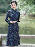 Modern Chinese Qipao, Knee length Cheongsam, aodai qipao, flower pattern
