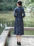 Modern Chinese Qipao, Knee length Cheongsam, aodai qipao, flower pattern