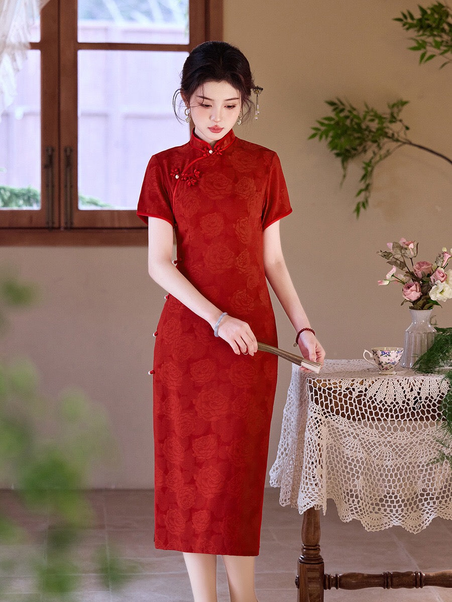 cheongsam dress red Modern Chinese qipao, Chinese Cheongsam, Red wedding qipao, wedding qipao 2X