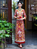Chinese wedding dress, traditional Chinese dress, embroidered Qun Kwa, Bridal dress, tea ceremony, mandarin collar