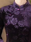 Modern Aodai, Knee length Cheongsam, aodai qipao, flower pattern