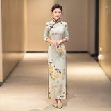 Chinese floral Cheongsam, 3/4 sleeve dress