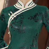 Modern Chinese Qipao, Chinese Cheongsam, Evening Dress, Ball Gown, mandarin collar, 3/4 sleeve