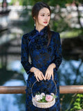 Free alteration, modern Chinese Qipao dress, Evening Dress, 3/4 sleeve, autumn qipao,  mandarin collar