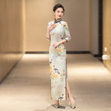 Chinese floral Cheongsam, 3/4 sleeve dress