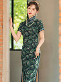 Modern Chinese Qipao, Chinese Cheongsam Dress, green floral Dresses, Ball Gowns