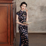 Modern Chinese Qipao, Mulberry Silk cheongsam,  Evening Dress, mandarin collar