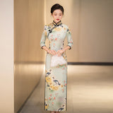 Chinese floral Cheongsam, 3/4 sleeve dress