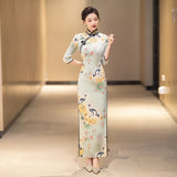 Chinese floral Cheongsam, 3/4 sleeve dress