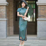 Modern Chinese qipao, Chinese Cheongsam Dress, blue floral Dress, Ball Gowns, mandarin collar