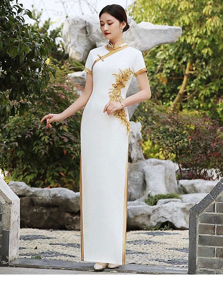 Custom make available, Traditional Chinese dress, embroidered Cheongsa – QipaoMood