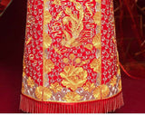 Chinese wedding dress, traditional Chinese dress, embroidered Qun Kwa, Bridal dress, tea ceremony, mandarin collar