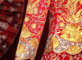Chinese wedding dress, traditional Chinese dress, embroidered Qun Kwa, Bridal dress, tea ceremony, mandarin collar