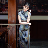 Modern Chinese Qipao, Mulberry Silk cheongsam,  Evening Dress, mandarin collar