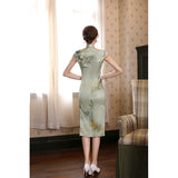 Modern Chinese Qipao dress, Mulberry Silk cheongsam,  light green qipao, Evening Dress, mandarin collar
