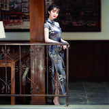 Modern Chinese Qipao, Mulberry Silk cheongsam,  Evening Dress, mandarin collar