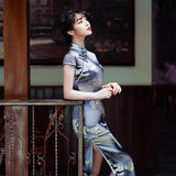 Modern Chinese Qipao, Mulberry Silk cheongsam,  Evening Dress, mandarin collar