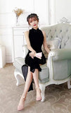 Modern Chinese Qipao, black lace velvet Cheongsam, qipao, Long Evening Dress, mandarin collar, halter neck collar