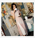Modern Aodai, Knee length Cheongsam, Ao Dai, flower pattern