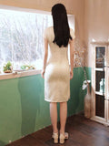 Traditional Chinese dress, Chinese Cheongsam, cream color qipao, mandarin collar