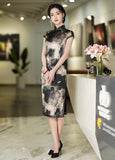 Modern Chinese Qipao, Mulberry Silk cheongsam,  Evening Dress, mandarin collar