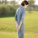 Modern Chinese Qipao, Chinese Cheongsam, 3/4 sleeve,  evening Qipao