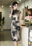 Modern Chinese Qipao, Mulberry Silk cheongsam,  Evening Dress, mandarin collar
