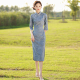 Modern Chinese Qipao, Chinese Cheongsam, 3/4 sleeve,  evening Qipao