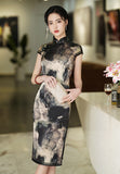 Modern Chinese Qipao, Mulberry Silk cheongsam,  Evening Dress, mandarin collar