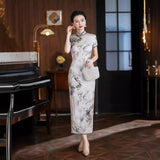 Modern Chinese Qipao, mulberry silk Cheongsam, Silk qipao, orchid pattern, mandarin collar