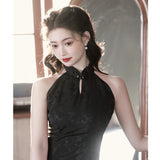 Qipao chinois moderne, robe Cheongsam, robe de soirée, robe minimaliste noire
