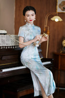 Kostenlose Änderung, traditionelles chinesisches Qipao-Kleid, Cheongsam aus Maulbeerseide, knielanges Kleid 的副本 的副本