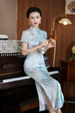 Kostenlose Änderung, traditionelles chinesisches Qipao-Kleid, Cheongsam aus Maulbeerseide, knielanges Kleid 的副本 的副本