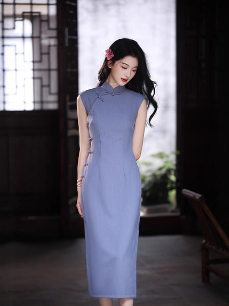 Modern Chinese Qipao, purple Qipao, summer qipao, Evening Dress, casual qipao