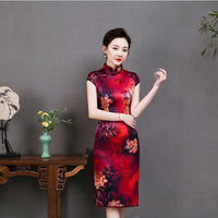 Modern Chinese Qipao, Mulberry Silk cheongsam,  Evening Dress, rose prints