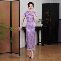 Kostenlose Änderung, traditionelles chinesisches Qipao-Kleid, Cheongsam aus Maulbeerseide, Abendkleid, Mandarinkragen