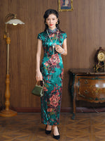 Modern Chinese Qipao, Mulberry Silk cheongsam,  Evening Dress, turquoise color qipao